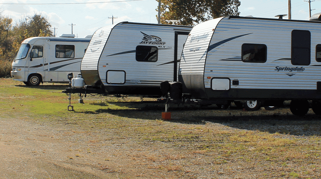 RV's stored at the Affordable Portables storage location.