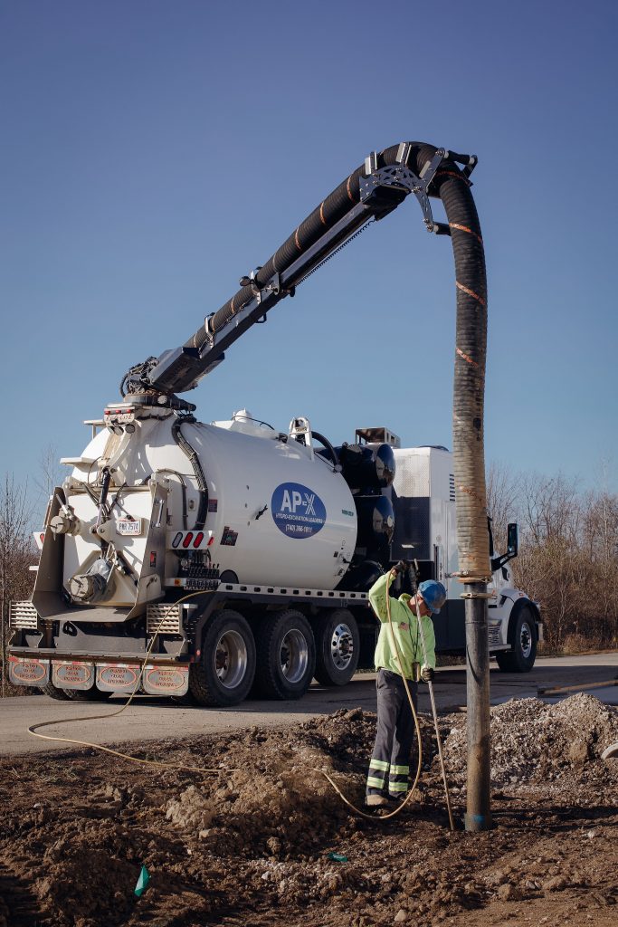 Job site in Zanesville using AP-X hydro excavation